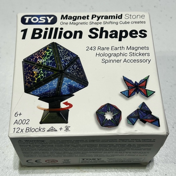 TOSY Magnet Pyramid Stone - 1 Cube Transforms into 1 Billion Shapes, 12 Pieces, - Picture 7 of 13